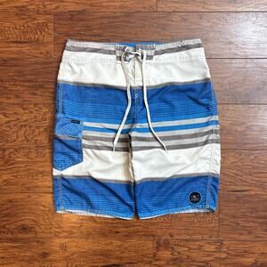 O’Neill Striped Blue And White Y2K Board Shorts Mens Size 30